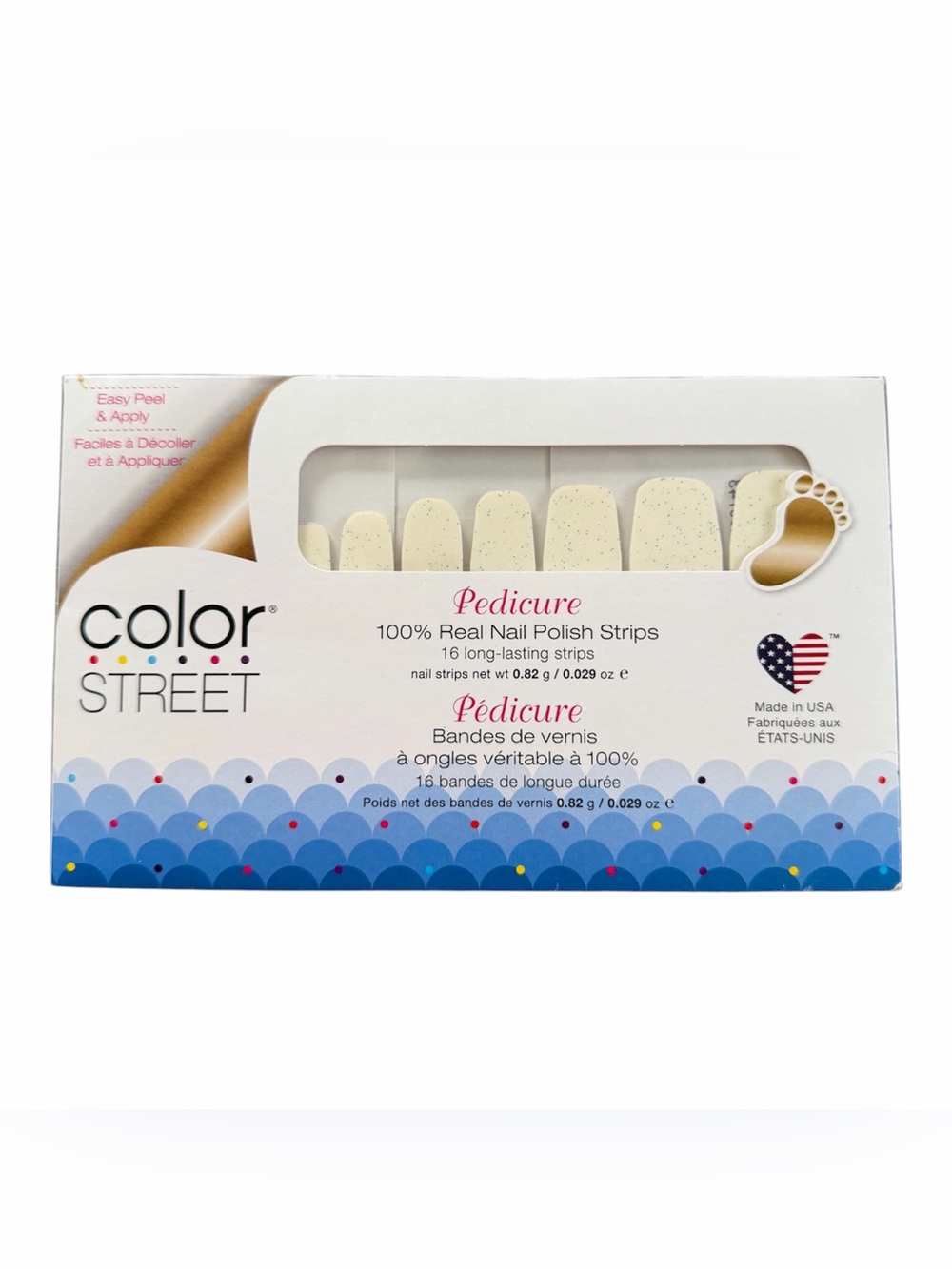Color Street Nail Strips Puka Shell Pedicure NEW Speckled Cream